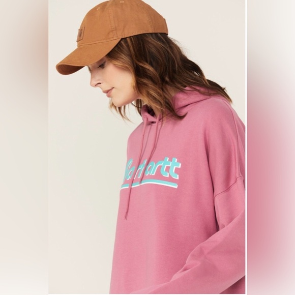 Carhartt Women's Rose Hoodie with Teal Logo - Picture 2 of 13